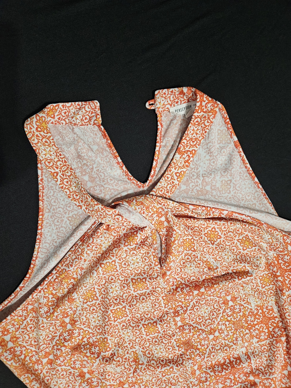 Perseption Orange and Ivory Printed Racerback Tank